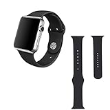Apple watch band,Soft Silicone Sport Style Replacement for 38mm Apple Watch All Models - 2 Lengths - Black
