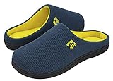 RockDove Men's Two-Tone Memory Foam House Slippers Waffle Texture Warm Indoor Slip On Clogs for Home & Lounging (13-14 D(M) US, Navy Blue)
