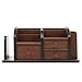 MyGift Wood 5-Compartment Office Supplies Organizer with 3 Drawers, Desktop Mail Holder, Brown