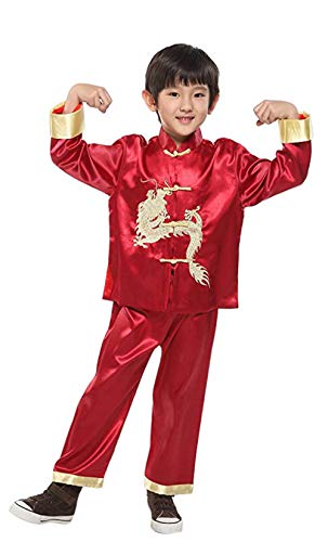 Asian Costumes For Boys - Suimiki Traditional Chinese Dragon Kung Fu Outfit Tang Suit for Boys Wine