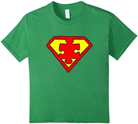 Kids Super Autism Superhero Man Jigsaw Puzzle Hero T-Shirt 8 Grass