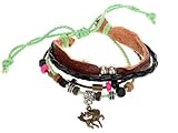 Imixlot Handmade Multilayer Leather Vintage Ancient Horse Charm Bangle Wrap Bracelet Wristband