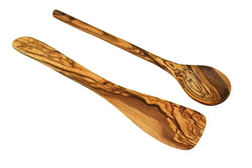 DOM Olive Wood 1 Spoon And 1 Spatula