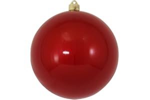 Christmas By Krebs 8" (200mm) Candy Red [1 Piece] Extra Large Solid Oversized Huge Big Outdoor Plastic, UV Ball Ornament Hanging Tree Decorations
