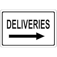 VinMea Personalized Metal Signs for Outdoors Deliveries with Right Arrow OSHA Metal Aluminum Sign 7 X 10 Inch