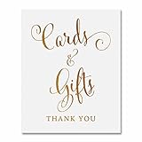 Cards & Gifts Gold Foil Print Wedding Reception Signage Gift Table Sign Party Decor Calligraphy Newlyweds Modern Metallic Poster 5 inches x 7 inches D35