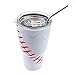 DeanFire 30oz Baseball Tumbler Cups with Lid and Straw, Sports Travel Coffee Mug, Stainless Steel,Vacuum Insulated, Gift for Mom Dad Friend Lovers (White)