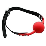 iEFiEL Open Breathable Leather Paly Buckle Belt Silicon Mouth Ball For Men Woman Red One Size