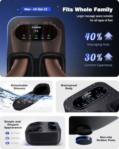 KNQZE Foot Massager Machine with Heat, Shiatsu Foot Massager with Remote Control & LCD Touch Panel, Deep Kneading Soothing Heat, Squeeze & Rolling Massage, Relax for Home or Office
