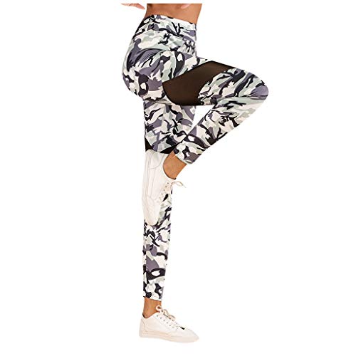 Womens Casual Printed Yoga Leggings High Waist Tummy Control Workout Slim Fit Jogger Running Pants (Camouflage, S)