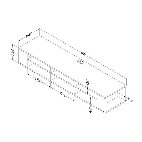 City Life Wall Mounted Media Console - 66” Wide - Extra Storage - Black Oak - By South Shore - Thumbnail 4