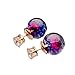 2016 Newst Real Flower earrings, double sided stud, Natural dry Flower, Mini Stud Earring (Navy blue)