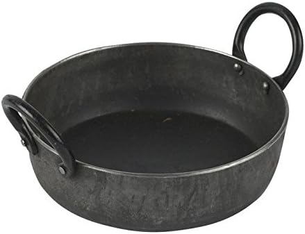 Round Black Iron Karahi with Flat Bottom 1.75inch high