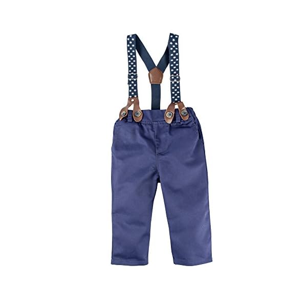 BIG ELEPHANT Baby Boys Bowtie Dress Shirt,Suspender Pants Set,Gentleman Formal Outfit Suits - Image 5