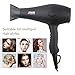 1875W Negative Ions Hair Dryer JINRI Professional DC Motor Air Blower with Concentrator & Diffuser, 3 Heat 2 Speed with Cool Shot Button,Black