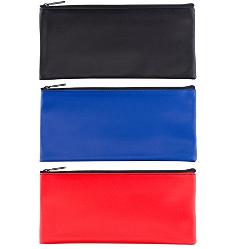 LUNASMILE Leatherette Securit Bank Deposit Bag/ Check Wallet/ Utility Zipper Coin Bag, 11 x 6 Inches Check Bag (Mix2)