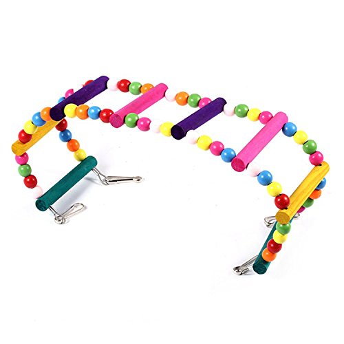 LESYPET Colorful Ladder Bird Toy, Flexible Ladders Wooden Rainbow Bridge for Parrots Pet Trainning 8-Step