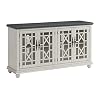 Martin Svensson Home Elegant TV Stand, 63″ W x 35″ H, White with Grey Top