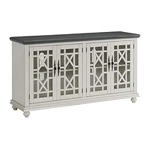 Martin Svensson Home Elegant TV Stand, 63″ W x 35″ H, White with Grey Top