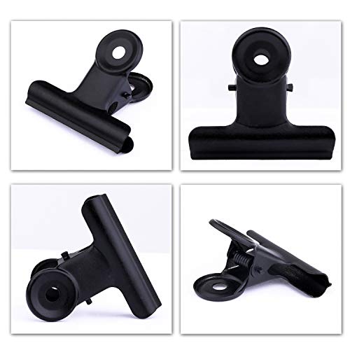 12 Pack Bulldog Binder Clips 2 Inch Large Black Metal Bulldog Paper Clips Hinge File Paper Clips Clamps for Photos,Picture, Maps, Art Crafts, Home Office Supplies