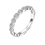 Lemon Grass Sterling Silver Delicate Marquise and Round CZ Half Eternity Wedding Band Stacking Ring Plated with Platium / 14K Rose Gold