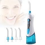 Mifanstech Blue Oral Irrigator with 4 Tips and Rechargeable Battery – Waterproof and Portable Water Flosser for Dental Care. Oral Care Products