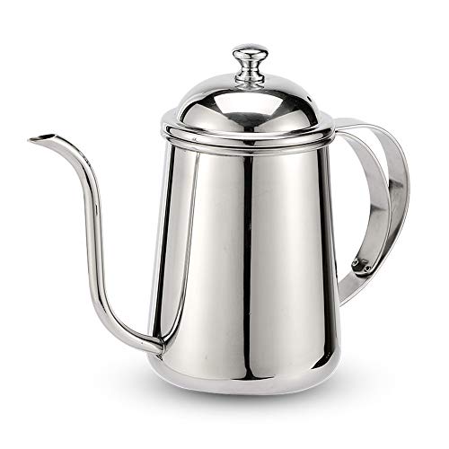 YUSDP Kettle Stainless Steel Tea Coffee Pot Mirror Polishing Gooseneck Spout Drip Stovetop Pour-Over Bottle Counter Balance Handle for Home Camping Traveling