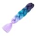 Alissa braiding hair jumbo braids hair synthetic box hair high temperature kanekalon hair for braids 5PCS/Lot 100g/Pc 24 inch(60CM) (Purple-Lake Blue-Light Purple)