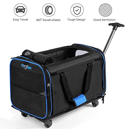 Pet Rolling Carrier, YOUTHINK Airline Approved Pet Rolling Carrier Backpack with Removable
