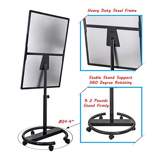 Mobile Whiteboard Standing Dry Erase Board Easel- 40x28 inches Magnetic Whiteboard with 25 Sheets Paper Pad, Black - Thumbnail 3
