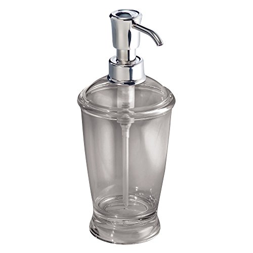mDesign Bath Accessory Set, Soap Dispenser Pump, Toothbrush Holder, Tumbler, Soap Dish - 4 Pieces, Smoke Gray
