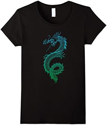 Womens Awesome Asian Dragon TShirt XL Black