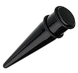 UV Acrylic Ear Stretching Taper - 00 GA (10mm) - Black - Sold as a Pair