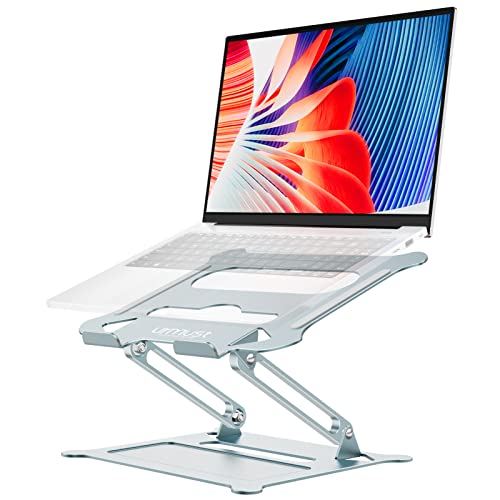 urmust Laptop Stand Holder, Ergonomic Adjustable Ultrabook Stand Riser Portable with Heat-Vent, Aluminum Laptop Riser Compatible with MacBook Air Pro, Dell, HP, Lenovo Up to 15.6"(Bluish Gray)