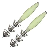 2x 8inch Luminous Squid Egi Jigs Fishing Lures Baits Stainless Steel Squid Hooks