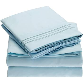 Mellanni Sheet Set-Brushed Microfiber 1800 Bedding-Wrinkle Fade, Stain Resistant-Hypoallergenic-4 Piece (King, Baby Blue)
