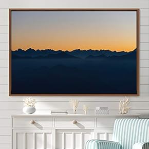 signwin Framed Canvas Wall Art Orange Sunset Abstract...