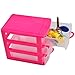 Haoun 3-Tier Desktop Organizer Drawer Units Storage Box A4 Paper File Cabinet (Pink-Small)