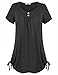 Nomorer Women's V Neck Drawstring Sides Shirring Pleated Front Top