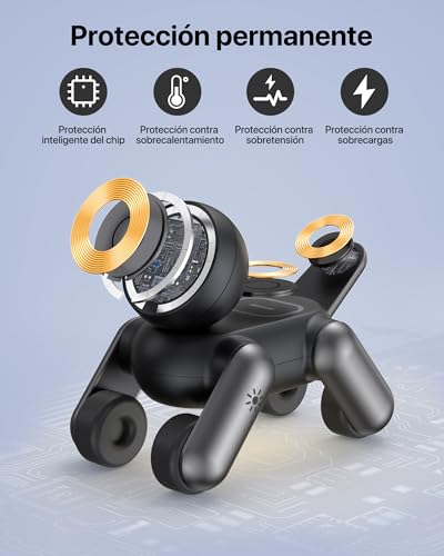 SoulBytes Cargador inalámbrico 3 en 1, Soporte Cargador inalámbrico magnético Plegable con luz Nocturna, Compatible con iPhone 17/Air/16/15/14/13/12 Series, AirPods 4/3/2 Pro y Apple Watch.(Nergo)