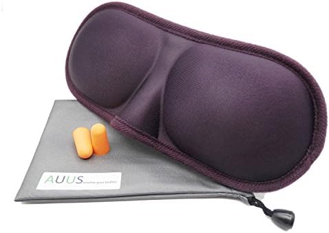 AUUS 3D Sleep Eye Mask for Sleeping cotton Ultra lightweight &amp; Comfortable for Travel With 3M Ear Plugs(Purple)