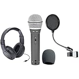 Samson Q2U Recording and Podcasting Pack with USB/XLR Dynamic Microphone + Samson SR350 Over-Ear Stereo Headphones + Pop Filter & Foam Windscreen