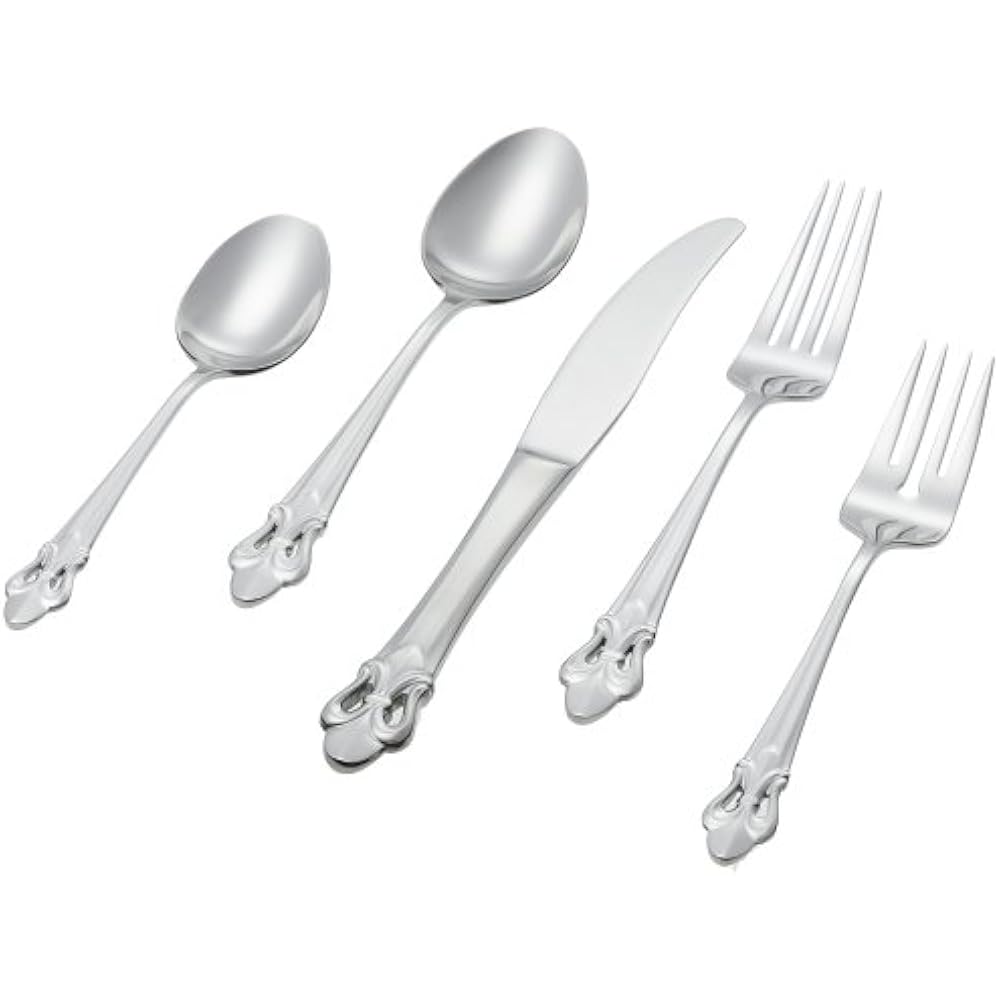 Ginkgo Flatware Sets International Fleur De Lis 20Piece Stainless