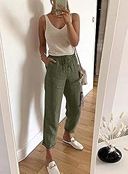 Acelitt Womens Casual Pants Capris Drawstring