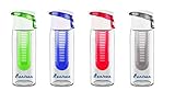 24 oz Newest Design Tritan Fruit Infuser Water Bottle, Sports Bottle, School Bottle, Leak Proof Folded Handle for Fruit, Juice, Iced Tea, Lemonade & Sparkling Beverages