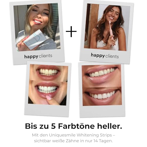 Uniquesmile Teeth Whitening Strips Test Winner 2024 - Whitening Strips without Peroxide - Teeth Bleaching Gentle on Enamel - Natural Formula - 28 Strips / 14 Applications - Test 100 Days