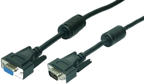 LogiLink VGA Monitor Extension Cable 1.8 m HD D-Sub 15-Pin Male/Female Double Shielding Ferrite Core Black