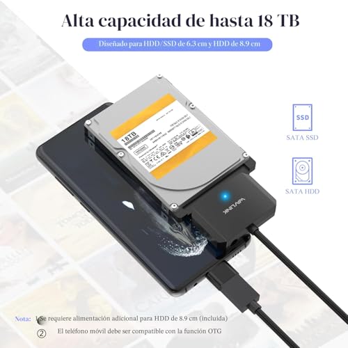 WAVLINK USB3.0 to SATA III Hard Drive Adapter Cable,External Hard Drive Connector for 2.5''/3.5''HDD/SSD, SATA to USB A 5Gbps Converter, Power Adapter Included