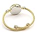 Top Plaza Womens Fashion Gold Tone Analog Quartz Bangle Cuff Bracelet Wrist Watch, Simple Elegant Stainless Steel Wire Band, 6.8 Inches(White Dial)