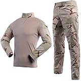 Men's Tactical Shirt and Combat Pants Set Long Sleeve 1/4 Zip T-Shirt Trousers for Military Hunting
